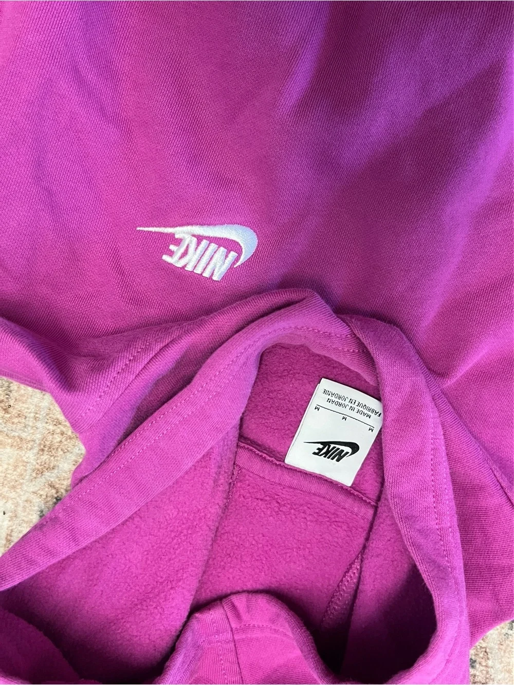 Nike Magenta Hooded Sweatshirt with White Swoosh